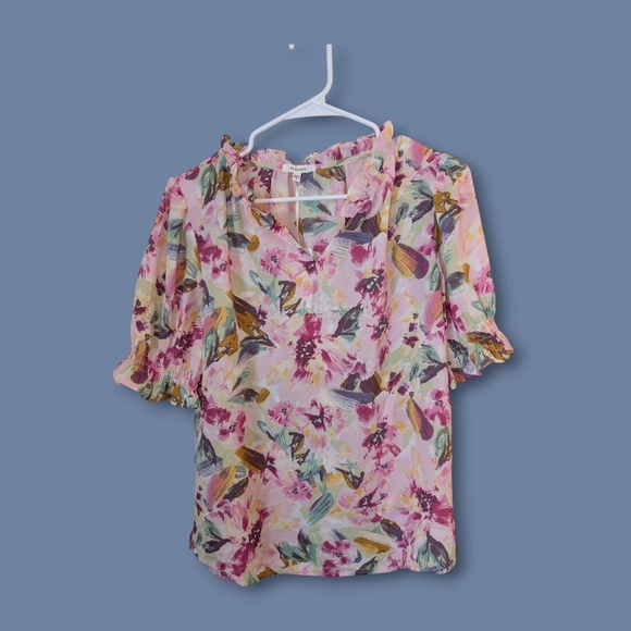 NWT-- Ladies Pleione Pink Flutter Sleeve Blouse Size Small - Picture 1 of 5